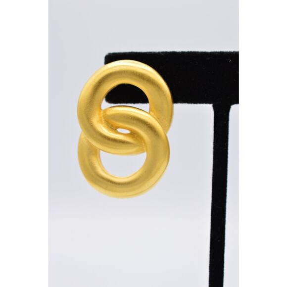 Givenchy Vintage Earrings Brushed Gold Linked Statement Runway Signed 1980s BinZ - Picture 6 of 10
